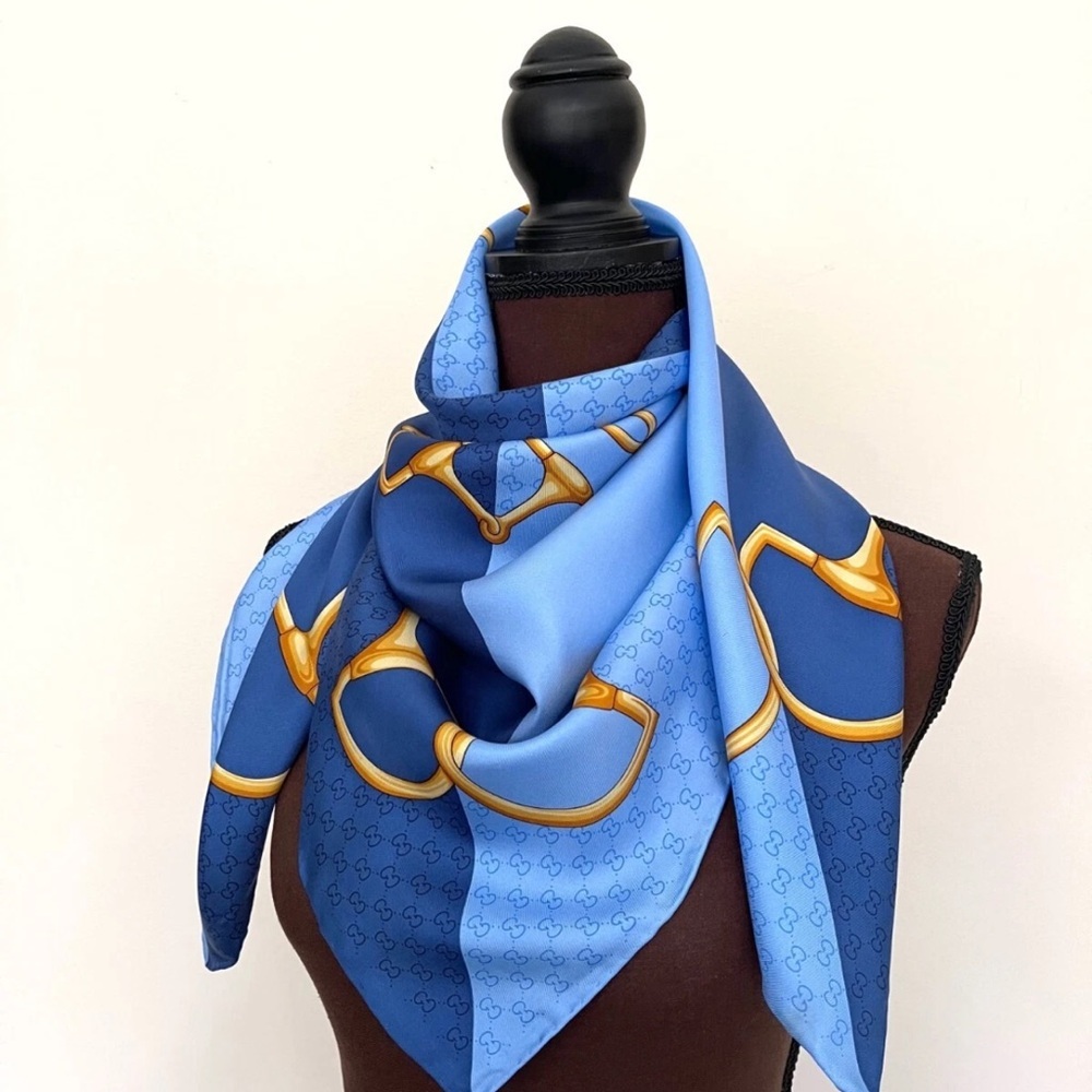 Gucci Scarf Logo Horsebit Equestrian Print New With Defect